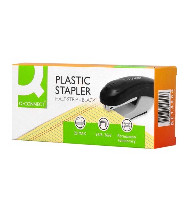 Grapadora q connect kf14204 plastico abs negra capacidad 20 hojas