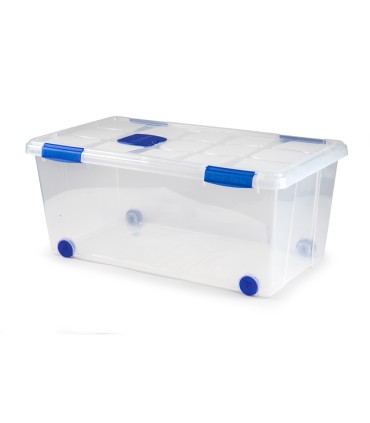 Contenedor plastico plasticforte n 7 transparente con tapa 61l 73x41x32 cm