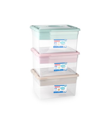 Caja organizadora plastico plasticforte n 9 con bandeja colores surtidos 27x34x18 cm