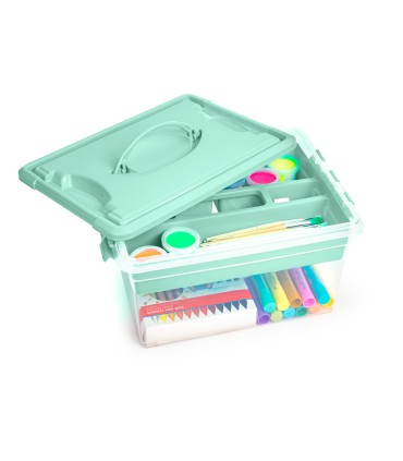 Caja organizadora plastico plasticforte n 9 con bandeja colores surtidos 27x34x18 cm