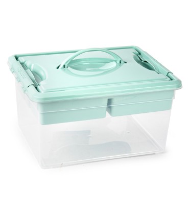 Caja organizadora plastico plasticforte n 9 con bandeja colores surtidos 27x34x18 cm