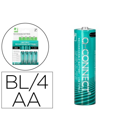 Pila q connect aa recargable por usb c blister de 4 unidades