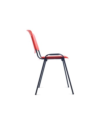 Silla rocada confidente estructura metalica respaldo y asiento en polimero color rojo