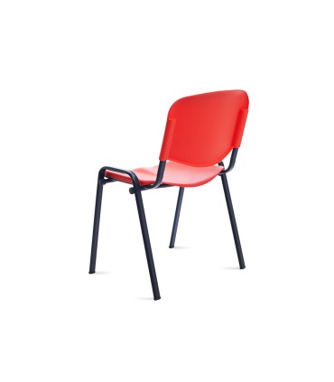 Silla rocada confidente estructura metalica respaldo y asiento en polimero color rojo