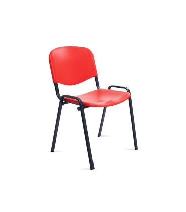 Silla rocada confidente estructura metalica respaldo y asiento en polimero color rojo