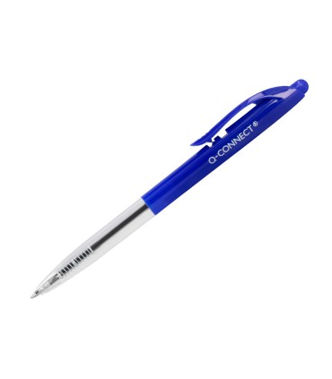 Boligrafo q connect retractil con clip diseno fino tinta aceite 07 mm color azul