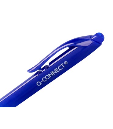 Boligrafo q connect retractil con clip diseno fino tinta aceite 07 mm color azul