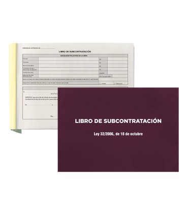 Libro liderpapel subcontratacion folio juego de 10 hojas autocopiativas