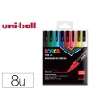 Rotulador uni posca pc-3m/8c marcador de pintura punta conica 0,9-1,3 mm estuche de 8 unidades colores basicos