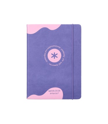 Agenda escolar antartik 25 26 encuadernada ggo simil piel morado semana vista a5 bilingue papel fsc 80 gr