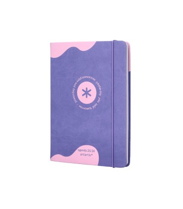 Agenda escolar antartik 25 26 encuadernada ggo simil piel morado semana vista a5 bilingue papel fsc 80 gr