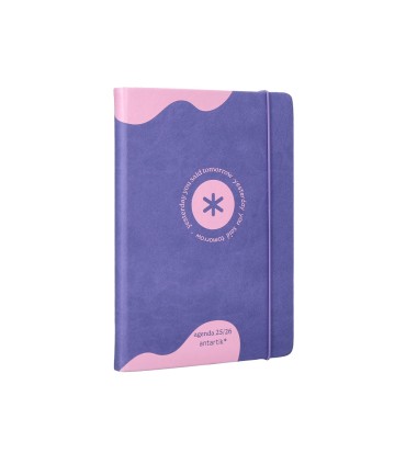 Agenda escolar antartik 25 26 encuadernada ggo simil piel morado semana vista a5 bilingue papel fsc 80 gr