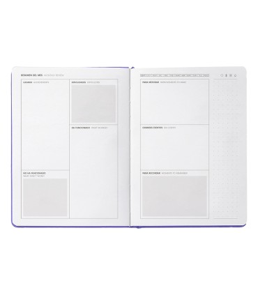 Agenda escolar antartik 25 26 encuadernada ggo simil piel morado semana vista a5 bilingue papel fsc 80 gr