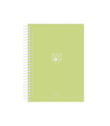 Agenda escolar antartik 25 26 espiral essentials verde lima dia pagina a5 bilingue papel fsc 80 gr