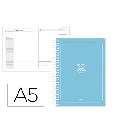 Agenda escolar antartik 25 26 espiral essentials azul dia pagina a5 bilingue papel fsc 80 gr
