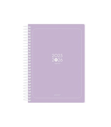 Agenda escolar antartik 25 26 espiral essentials morado diapagina a5 bilingue papel fsc 80 gr