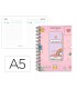 Agenda escolar liderpapel 25 26 espiral pixel rosa dia pagina a5 bilingue papel fsc 80 gr