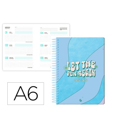 Agenda escolar liderpapel 25 26 espiral zante dia pagina a6 bilingue papel fsc 80 gr