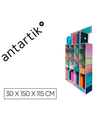 Cuaderno y carpeta antartik expositor de suelo carton con 169 unidades 30x150x115 cm