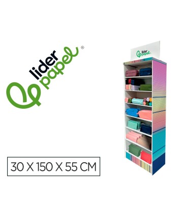 Estuche portatodo liderpapel expositor de suelo carton con 170 unidades surtidas 30x150x55 cm