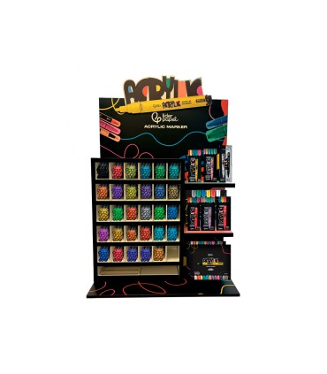 Rotulador liderpapel acrylic expositor madera sobremesa de 514 unidades colores surtidos con tester