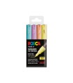 Rotulador uni posca pc-1m marcador de pintura punta extrafina 0,7 mm blister de 4 unidades colores pastel