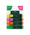 Rotulador faber castell neon txtlnr fluorescente caja de 3 + 1 unidad gratis colores surtidos