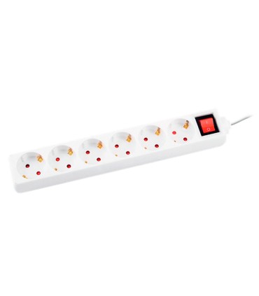 Regleta q connect 6 tomas de corriente con interruptor longitud cable 15 mt color blanco