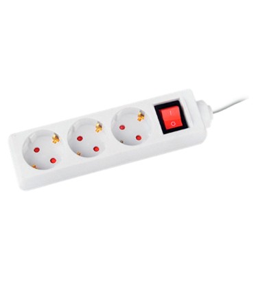 Regleta q connect 3 tomas de corriente con interruptor longitud cable 15 mt color blanco