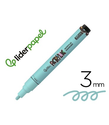 Rotulador liderpapel acrylic base agua todo tipo de superficie punta redonda 3 mm verde menta
