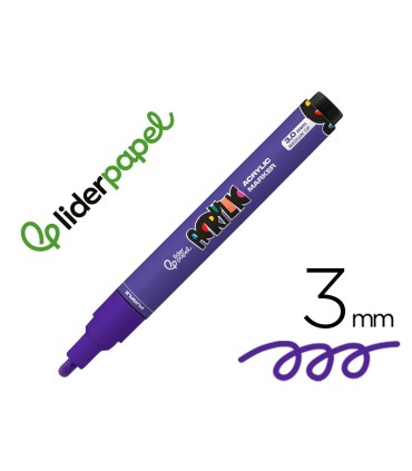 Rotulador liderpapel acrylic base agua todo tipo de superficie punta redonda 3 mm purpura