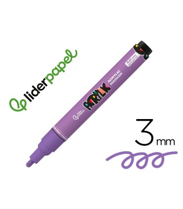Rotulador liderpapel acrylic base agua todo tipo de superficie punta redonda 3 mm malva