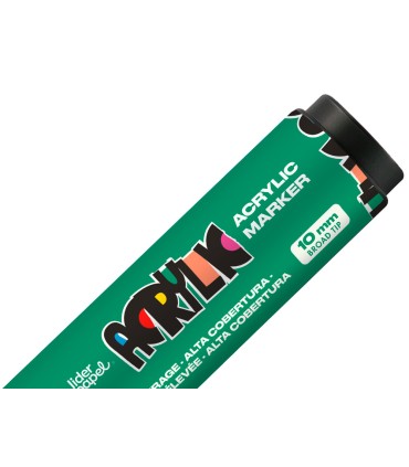 Rotulador liderpapel acrylic base agua todo tipo de superficie punta rectangular 10 mm verde