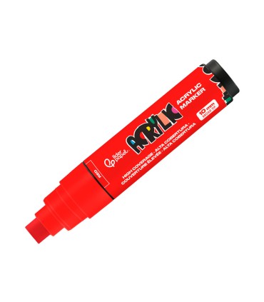 Rotulador liderpapel acrylic base agua todo tipo de superficie punta rectangular 10 mm rojo