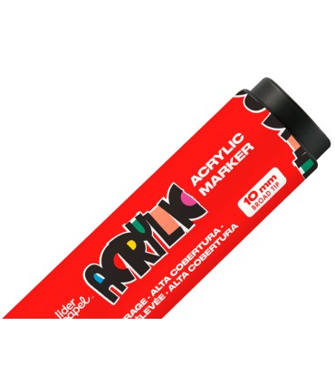 Rotulador liderpapel acrylic base agua todo tipo de superficie punta rectangular 10 mm rojo
