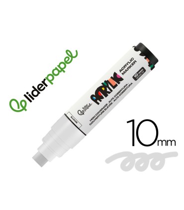 Rotulador liderpapel acrylic base agua todo tipo de superficie punta rectangular 10 mm blanco