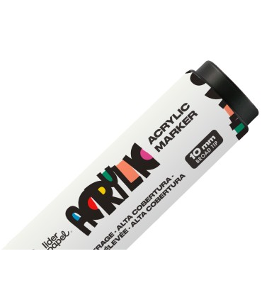 Rotulador liderpapel acrylic base agua todo tipo de superficie punta rectangular 10 mm blanco
