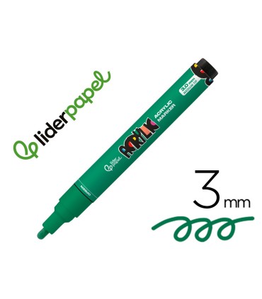 Rotulador liderpapel acrylic base agua todo tipo de superficie punta redonda 3 mm verde