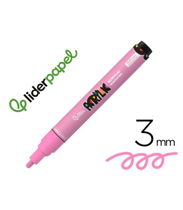 Rotulador liderpapel acrylic base agua todo tipo de superficie punta redonda 3 mm rosa claro