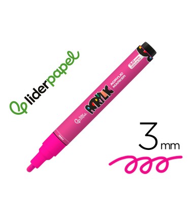 Rotulador liderpapel acrylic base agua todo tipo de superficie punta redonda 3 mm rosa