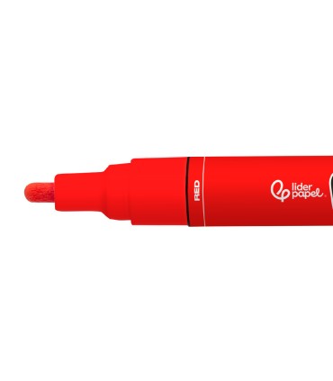 Rotulador liderpapel acrylic base agua todo tipo de superficie punta redonda 3 mm rojo