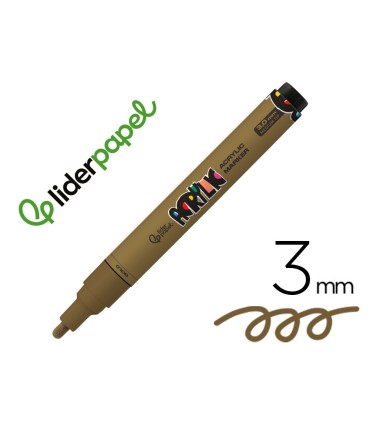 Rotulador liderpapel acrylic base agua todo tipo de superficie punta redonda 3 mm oro