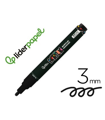 Rotulador liderpapel acrylic base agua todo tipo de superficie punta redonda 3 mm negro