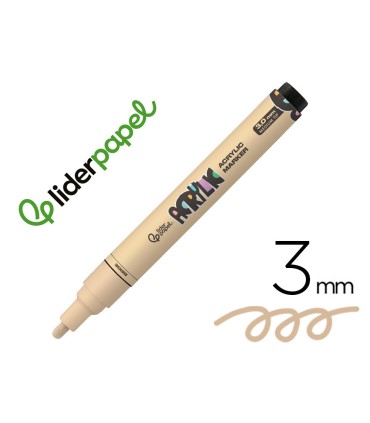 Rotulador liderpapel acrylic base agua todo tipo de superficie punta redonda 3 mm beige