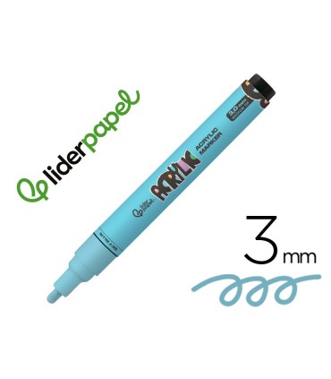 Rotulador liderpapel acrylic base agua todo tipo de superficie punta redonda 3 mm azul cielo