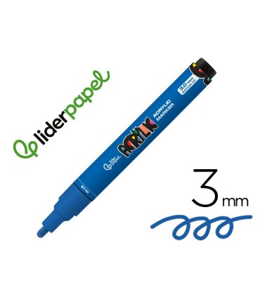 Rotulador liderpapel acrylic base agua todo tipo de superficie punta redonda 3 mm azul