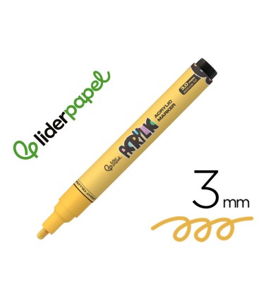 Rotulador liderpapel acrylic base agua todo tipo de superficie punta redonda 3 mm amarillo claro