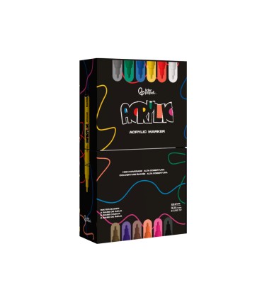 Rotulador liderpapel acrylic base agua todo tipo de superficie punta redonda 3 mm caja de 12 unidades colores