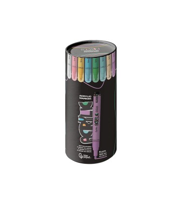 Rotulador liderpapel acrylic base agua todo tipo de superficie punta redonda 3 mm caja de 8 unidades colores