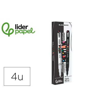 Rotulador liderpapel acrylic base agua todo tipo de superficie punta fina 07 mm caja de 4 perfiladores